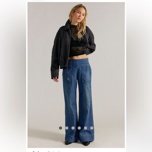 Free People Pull On Breezy Jeans Denim Wide Leg Pants Med We The Free NOTE ⬇️